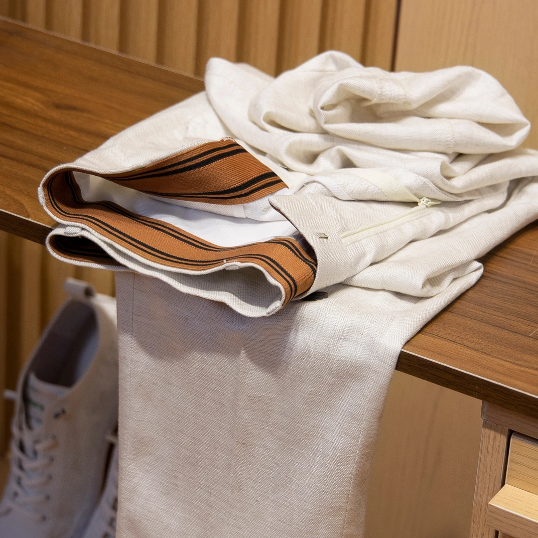 夏日救星系列!老钱风天丝亚麻料休闲裤男修身直筒夏季薄款西裤男