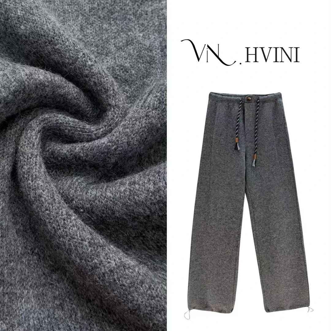 【云迷雾罩】2025秋冬新款时尚加厚粗坑羊毛休闲裤H5776