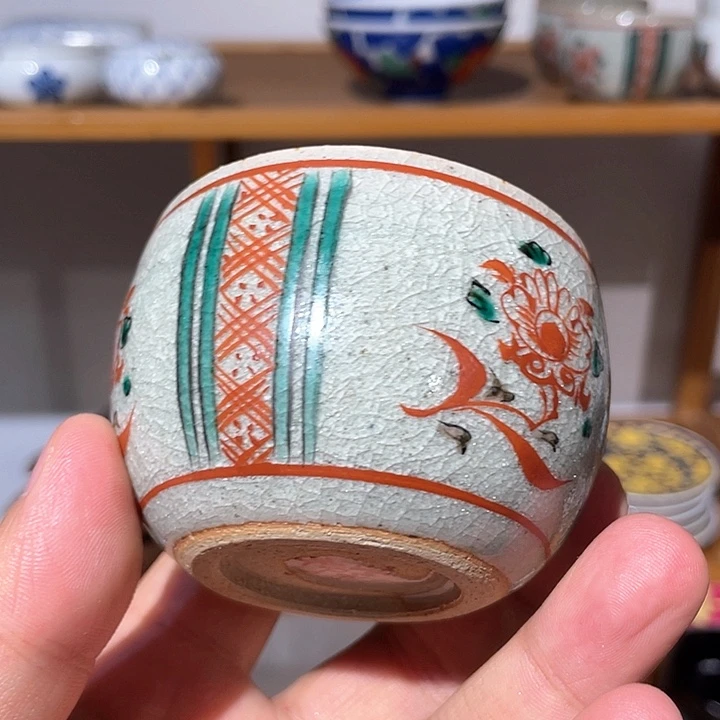 紫砂第90号，全新涉草柳三满手绘冰晶釉陶杯