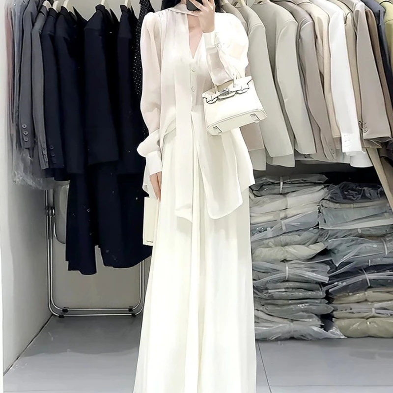 春夏季新款气质茶歇法式飘带两件套女温柔风高级感高腰半裙衬衫潮