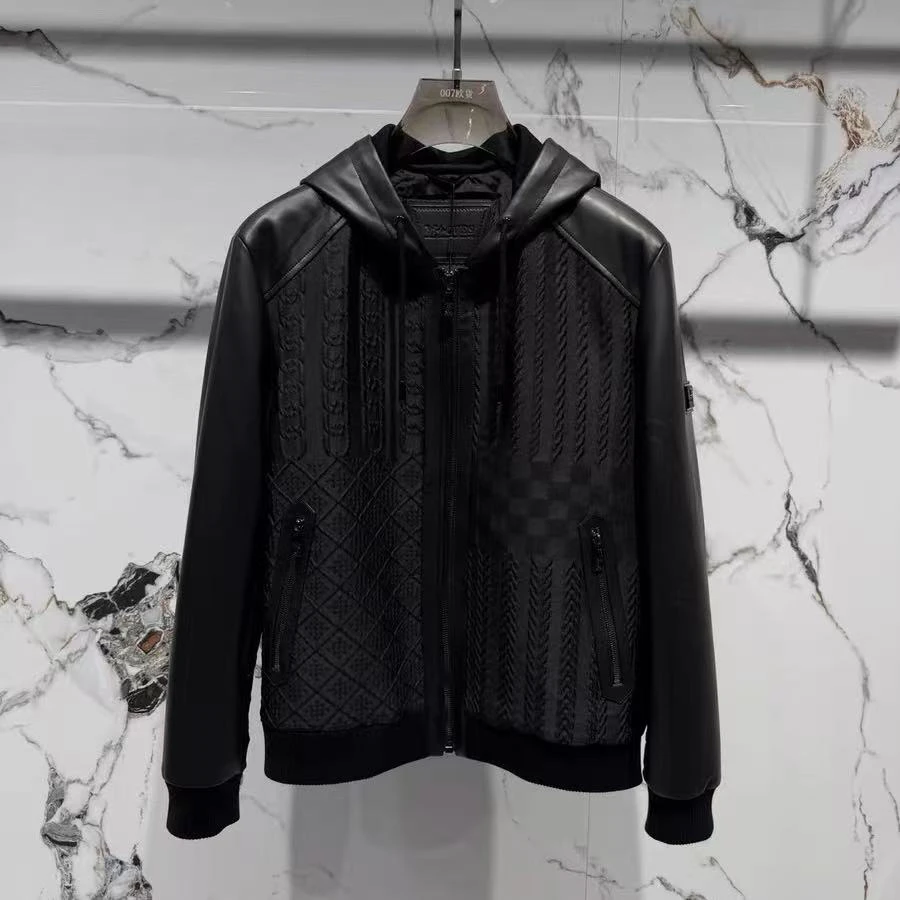 2025秋冬新款潮流时尚个性轻奢欧货男士拼接舒适夹棉修身夹克外套