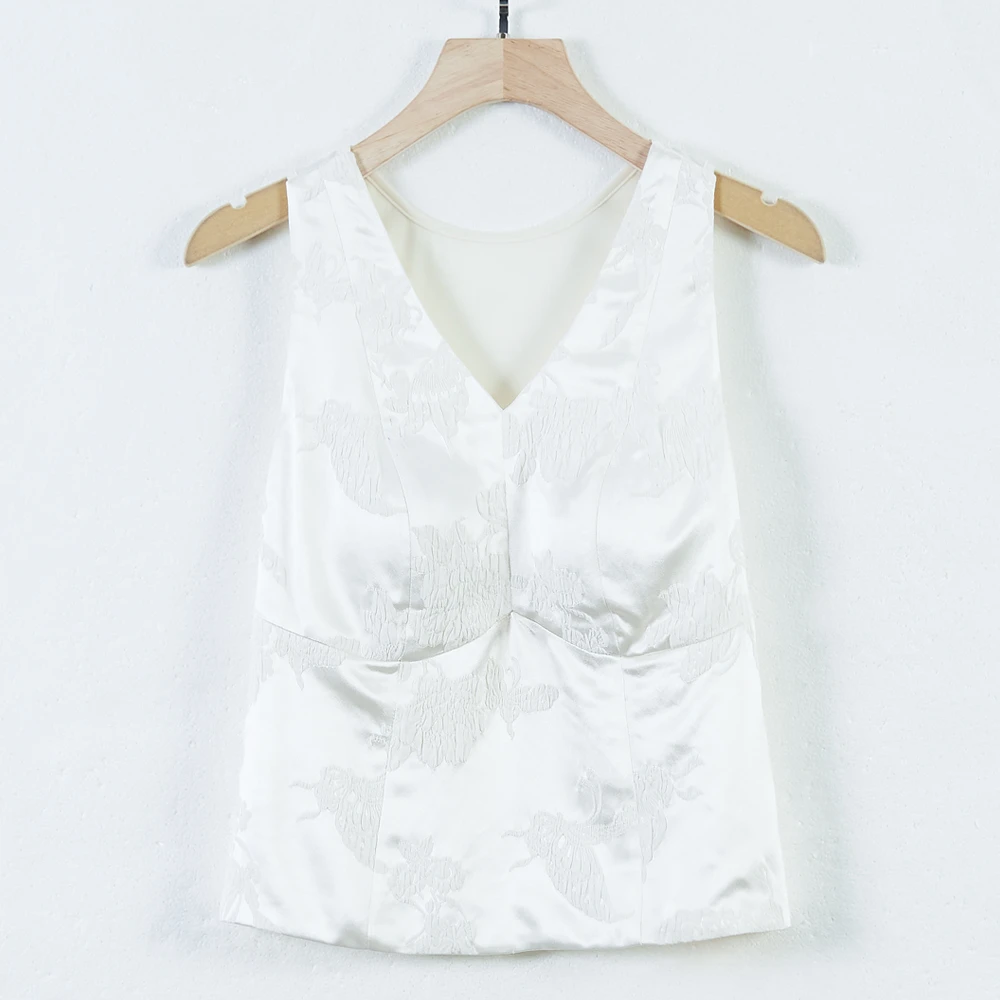 华族经典【窈窕】桑蚕丝百搭时尚舒适可练瑜伽美背背心夏季薄款无袖