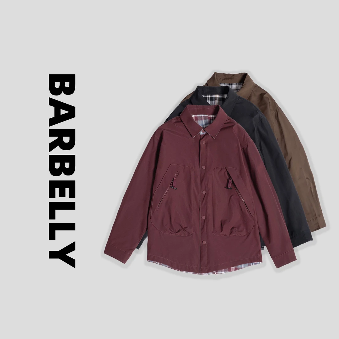 【娜先生】巴家静奢男款老钱风双面穿冲锋面料格纹风衣夹克外套