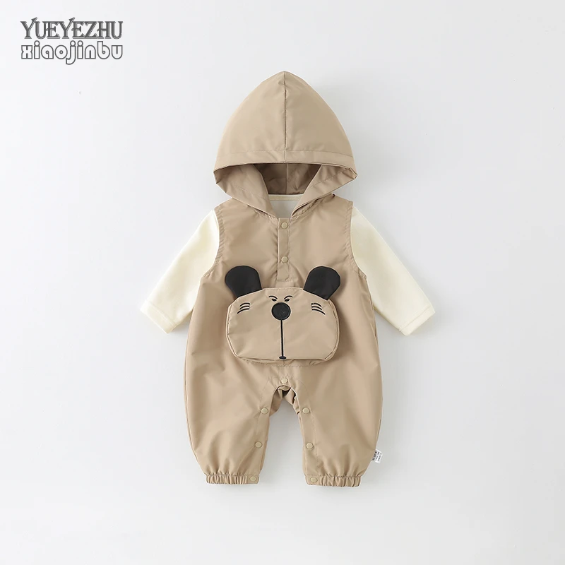 男宝宝衣服春秋套装婴儿连体衣秋装长袖韩版帅气连帽两件套婴幼儿