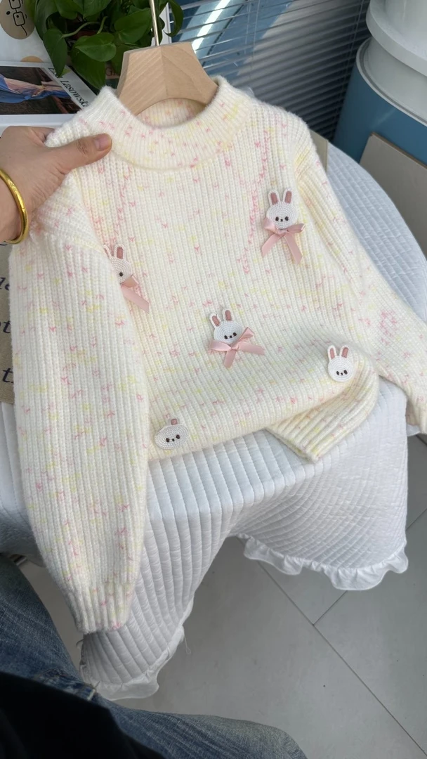 冬季女童加厚小兔子毛衣