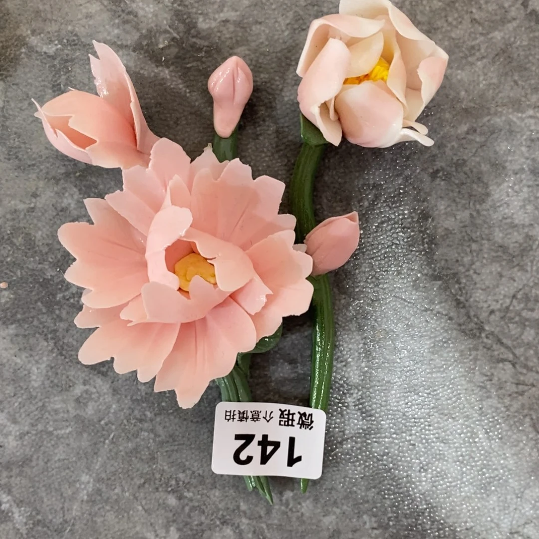 瓷片陶瓷手工花摆件工艺品