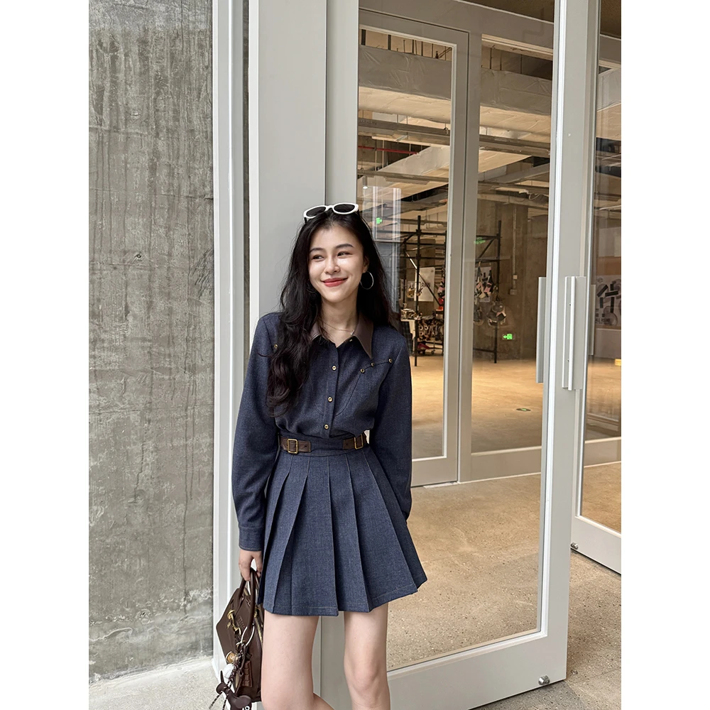 张阿星 【耶鲁蓝调】复古休闲感撞色百搭连衣裙 W425Q16454