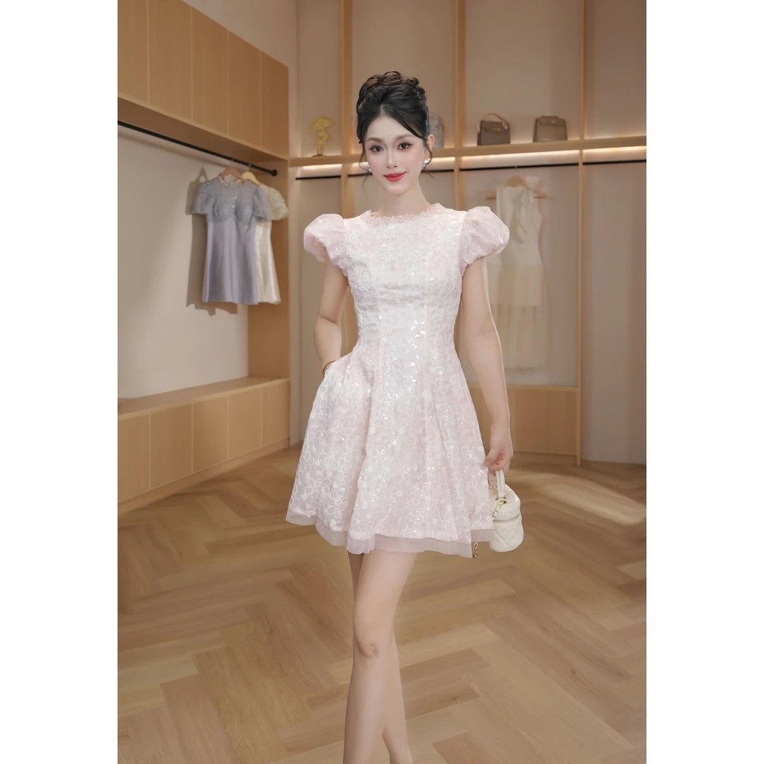 【设计师定制】法式赫本风名媛显瘦优雅时尚连衣裙 45159