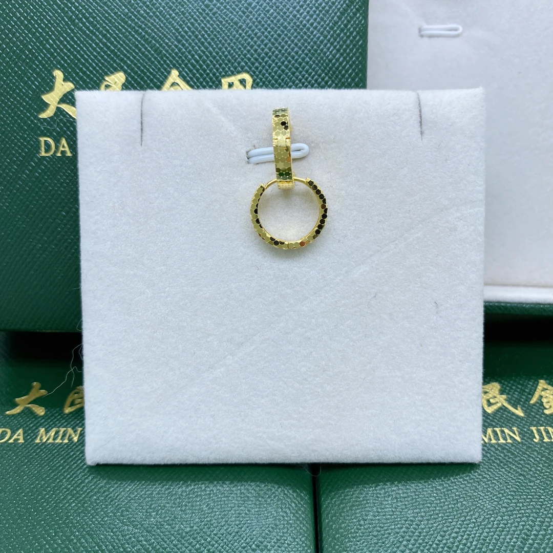 #9525黄18K金Au750精品鱼鳞耳扣气质时尚百搭