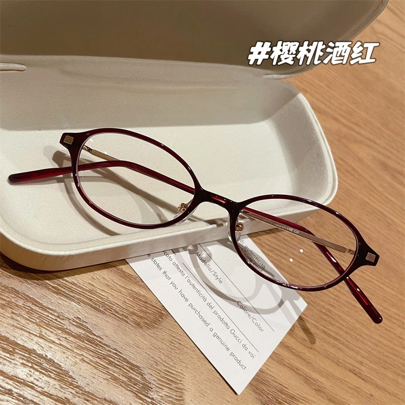 超轻书呆子椭圆小框高度近视眼镜女度数可配复古防蓝光镜架超轻薄