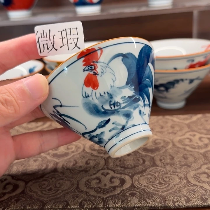 釉下手绘茶具微瑕