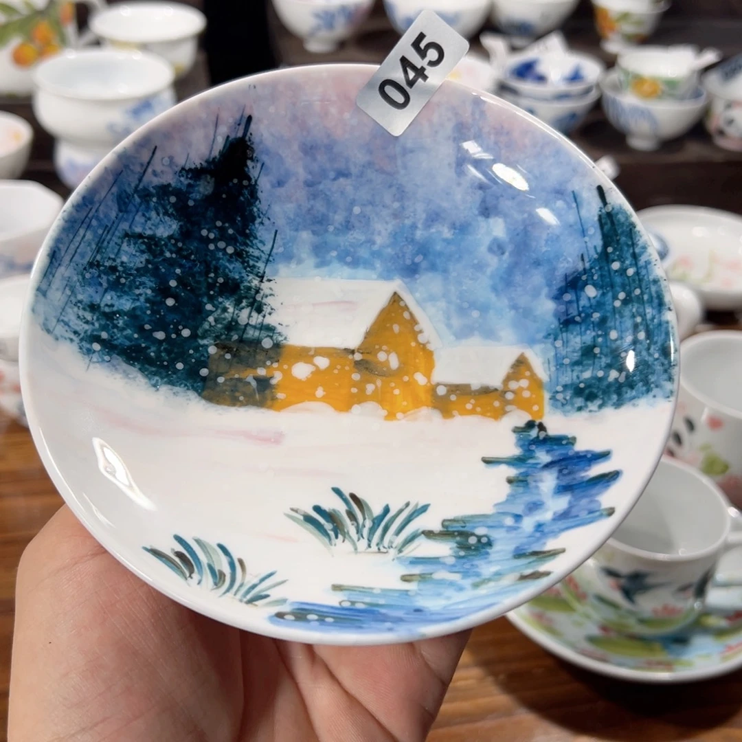 景德镇手工手绘陶瓷6寸小平盘