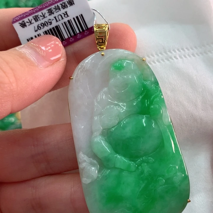 翡翠吊坠(不含链)18K金镶嵌