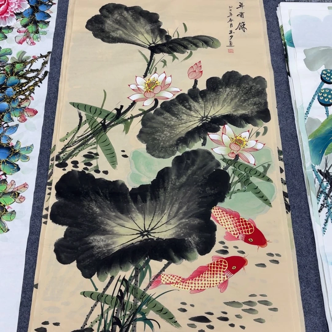 国画140×70手绘画画画