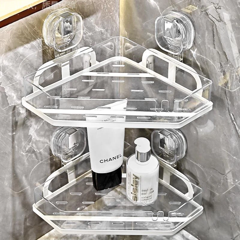 吸盘转角置物架卫生间墙角厕所洗漱台淋浴免打孔三角篮浴室收纳架