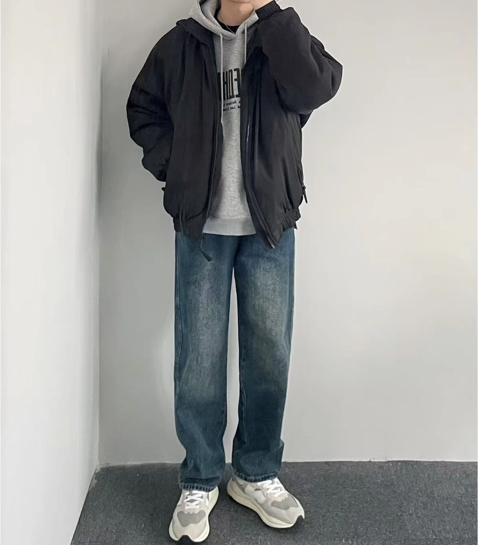 [B]瑕疵春夏牛仔韩版宽松直筒复古美式高街风男女同款百搭牛仔裤