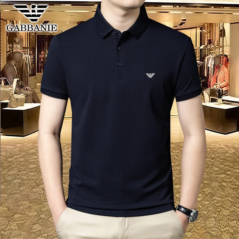 意大利专柜正品男士短袖t恤大码轻奢夏季短袖POLO衫休闲纯色翻领