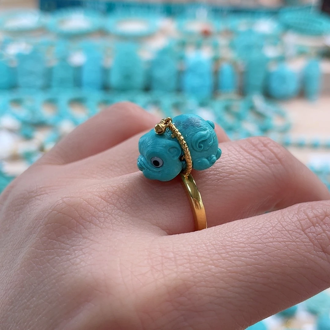 绿松石珠宝奇石18K金镶嵌