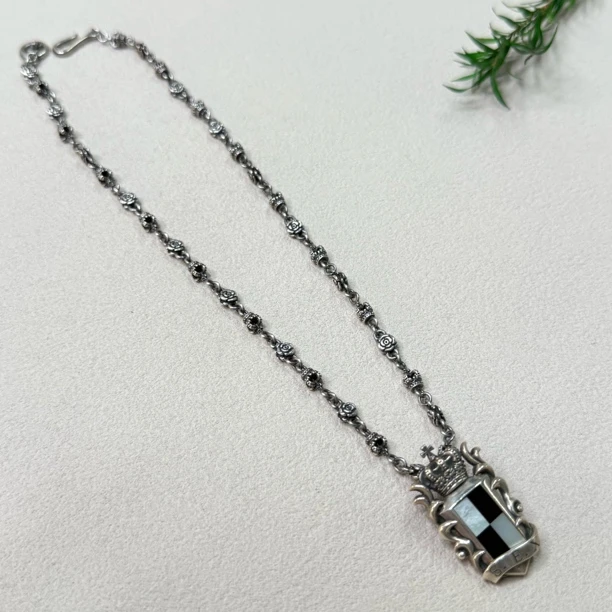 坠链均925银 【六六中古】孤品复古项链te1833链长40