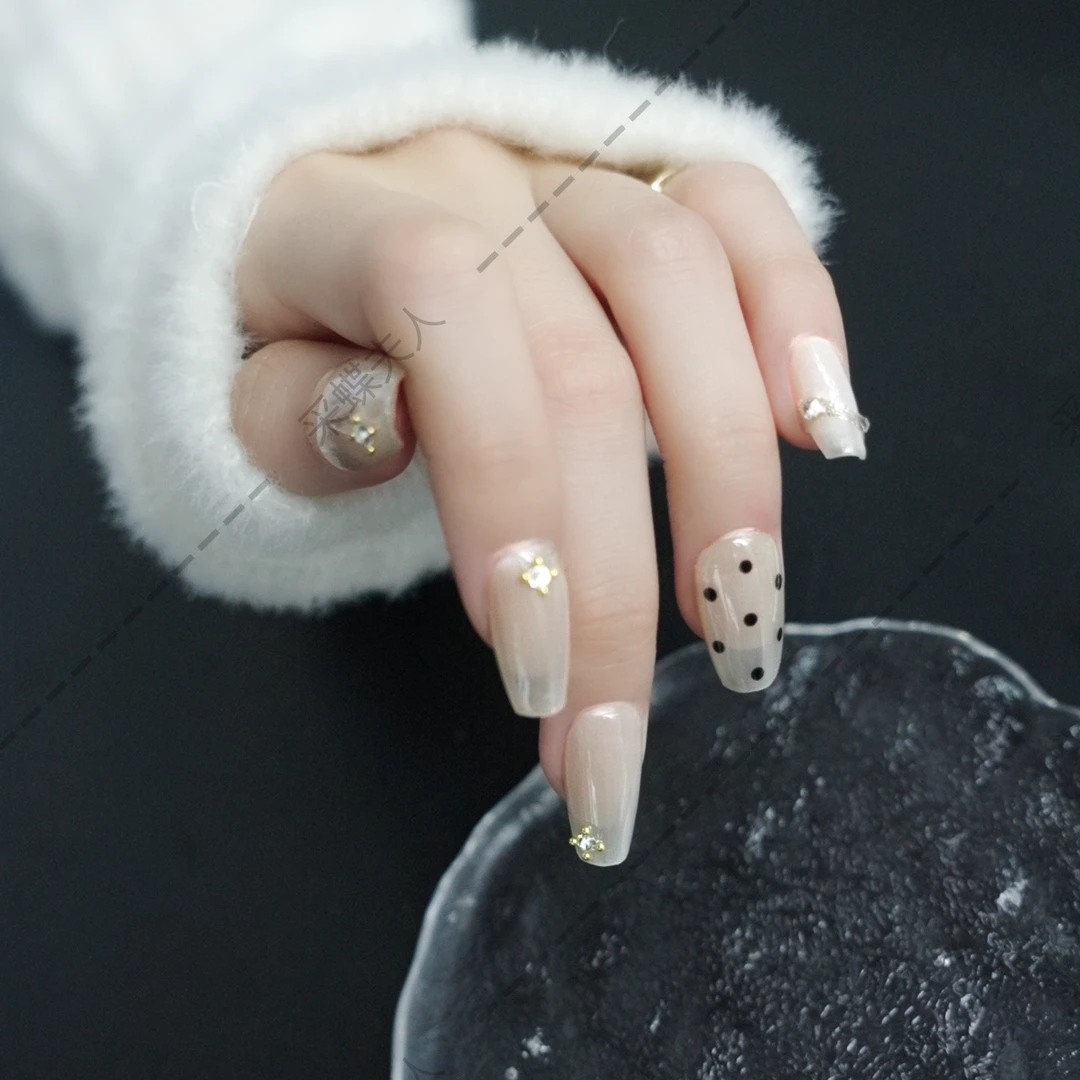 【国色天香】采蝶夫人纯手工穿戴甲猫眼设计K9钻美甲气质显手长