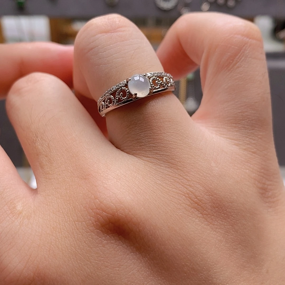 翡翠戒指银S925镶嵌