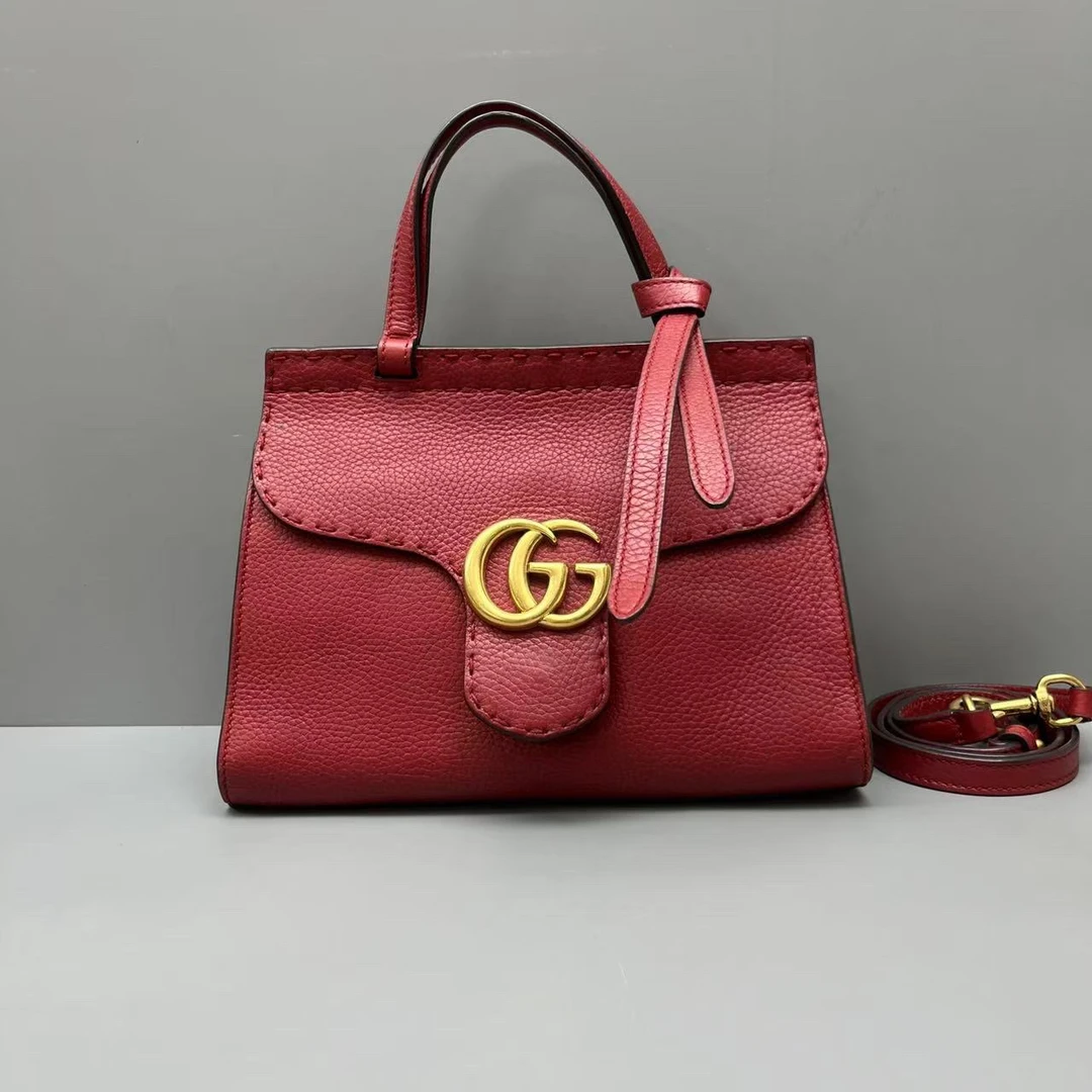 95新 GUCCI/古驰 红金荔枝纹marmont小号邮差包尺寸26*18 SV14349