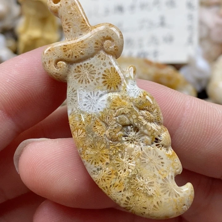 颈饰未镶嵌硅化珊瑚（珊瑚玉）有瑕