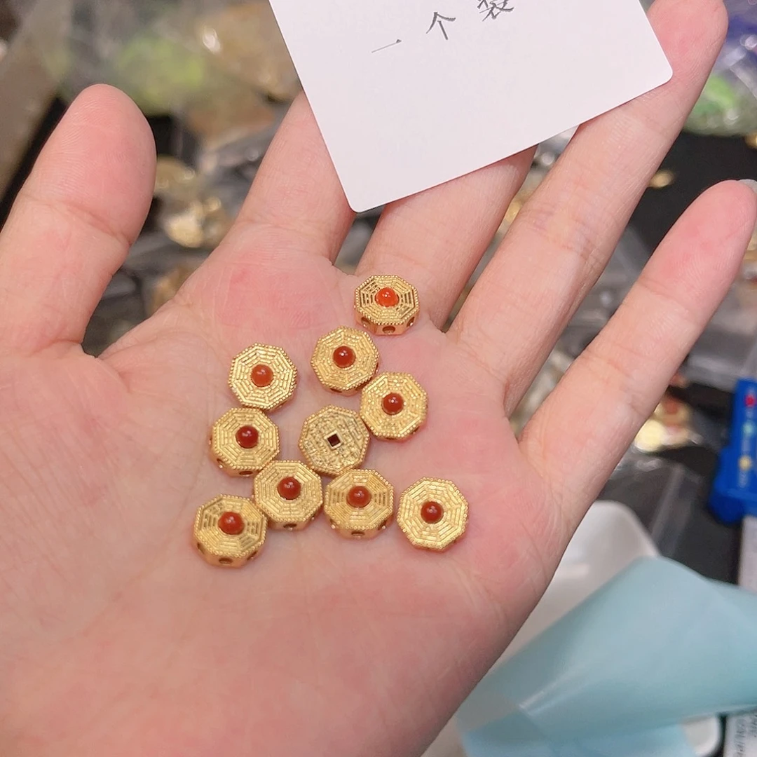 玛瑙/玉髓银S925镀金镶嵌珠宝半成品214