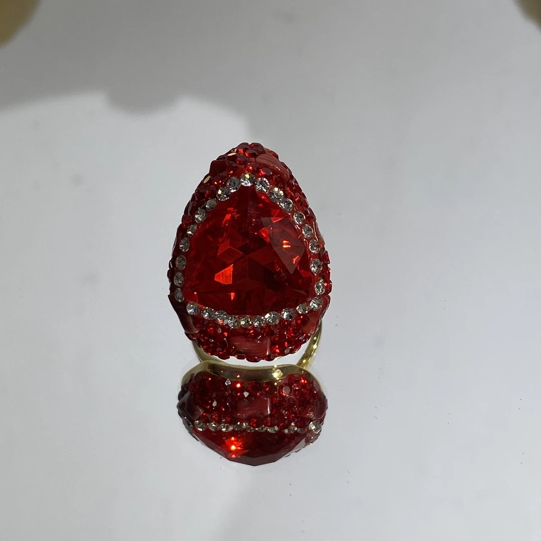 铜合金合成锆石戒指 TTSD 红色设计百搭奢华戒指 591