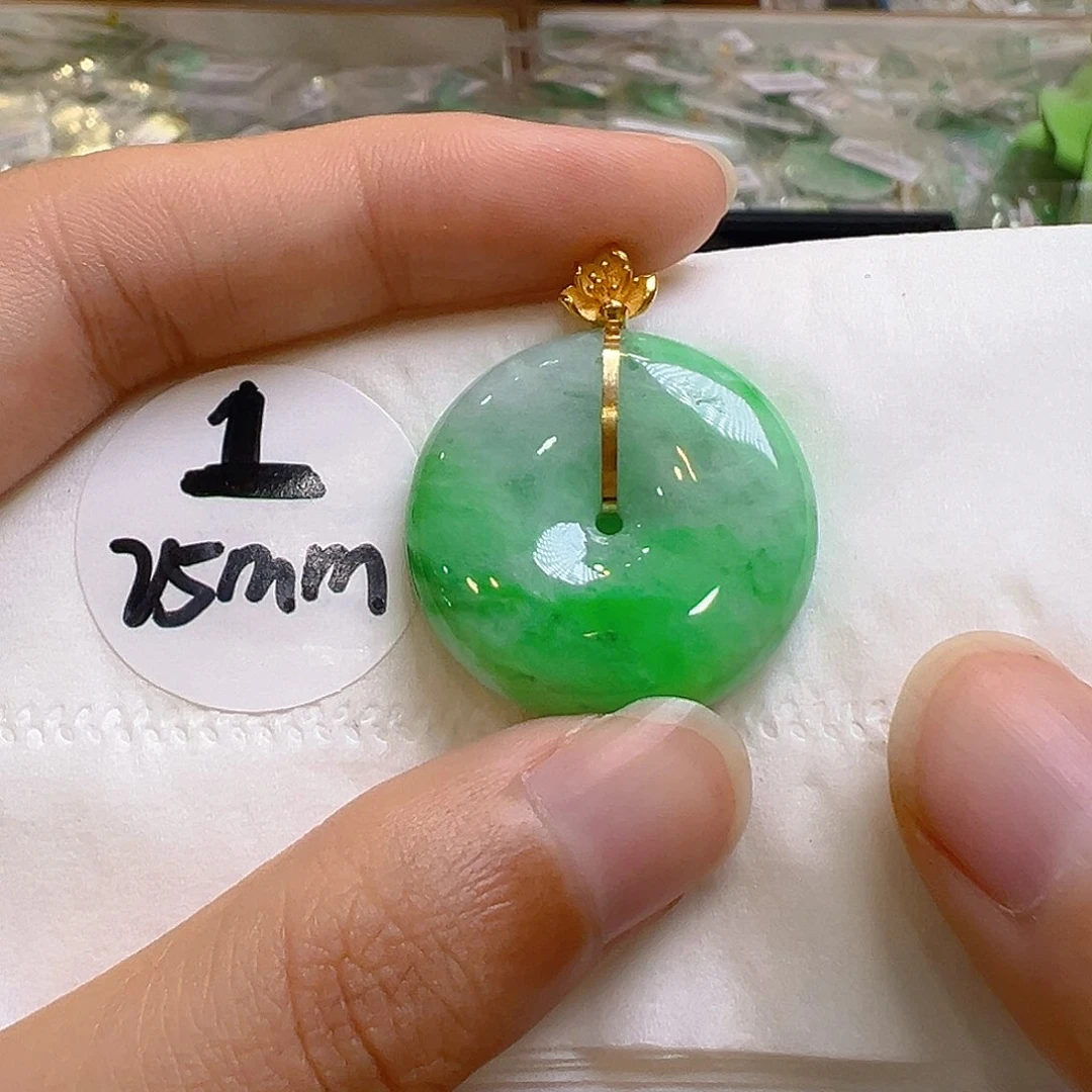 翡翠18K金镶嵌吊坠(不含链)翡翠