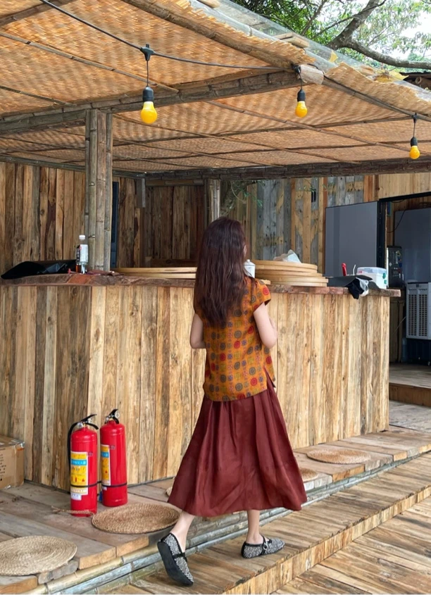 【金喜】斜襟新中式桑蚕丝夏季圆领短袖上衣