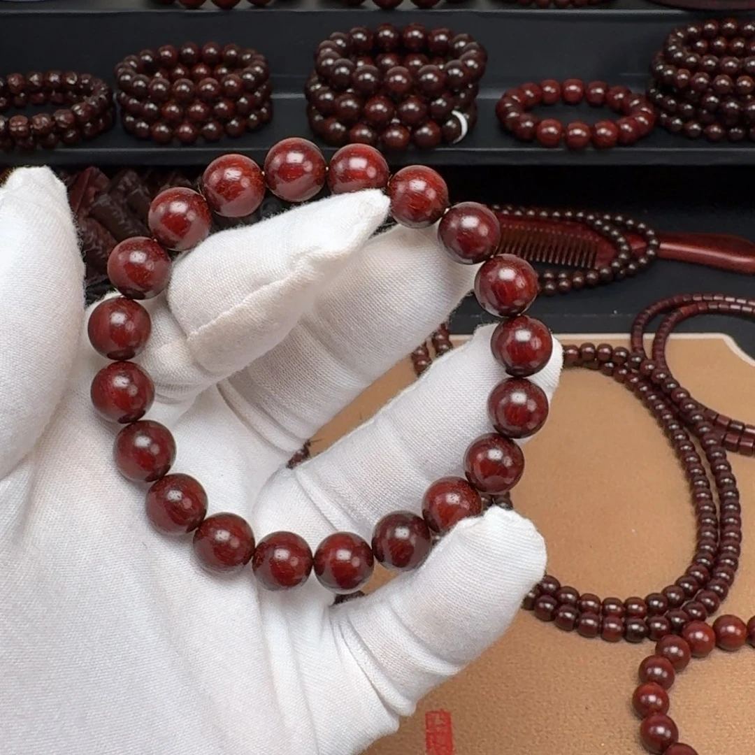 小叶紫檀手串/手链1.0cm无胶无蜡鳞底20粒