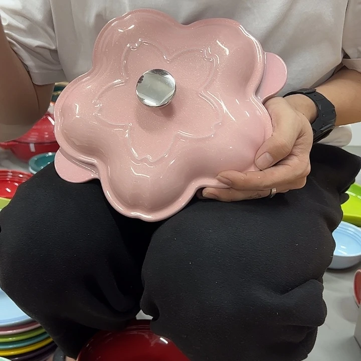 陶瓷樱花粉花朵锅