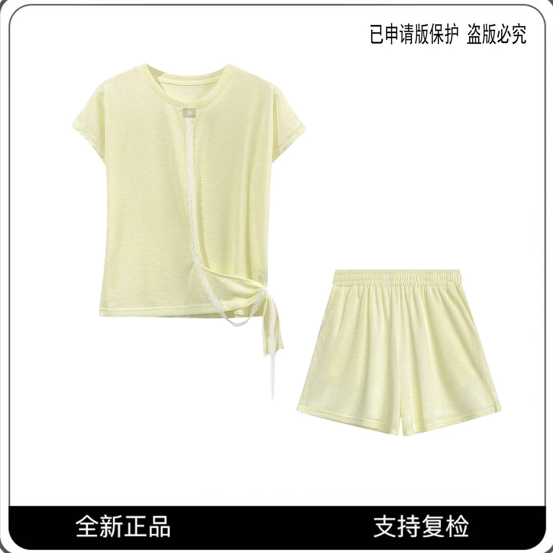 #68026#CSIN轻奢休闲蕾丝拼接杂色两件套2025春夏潮流时尚套装