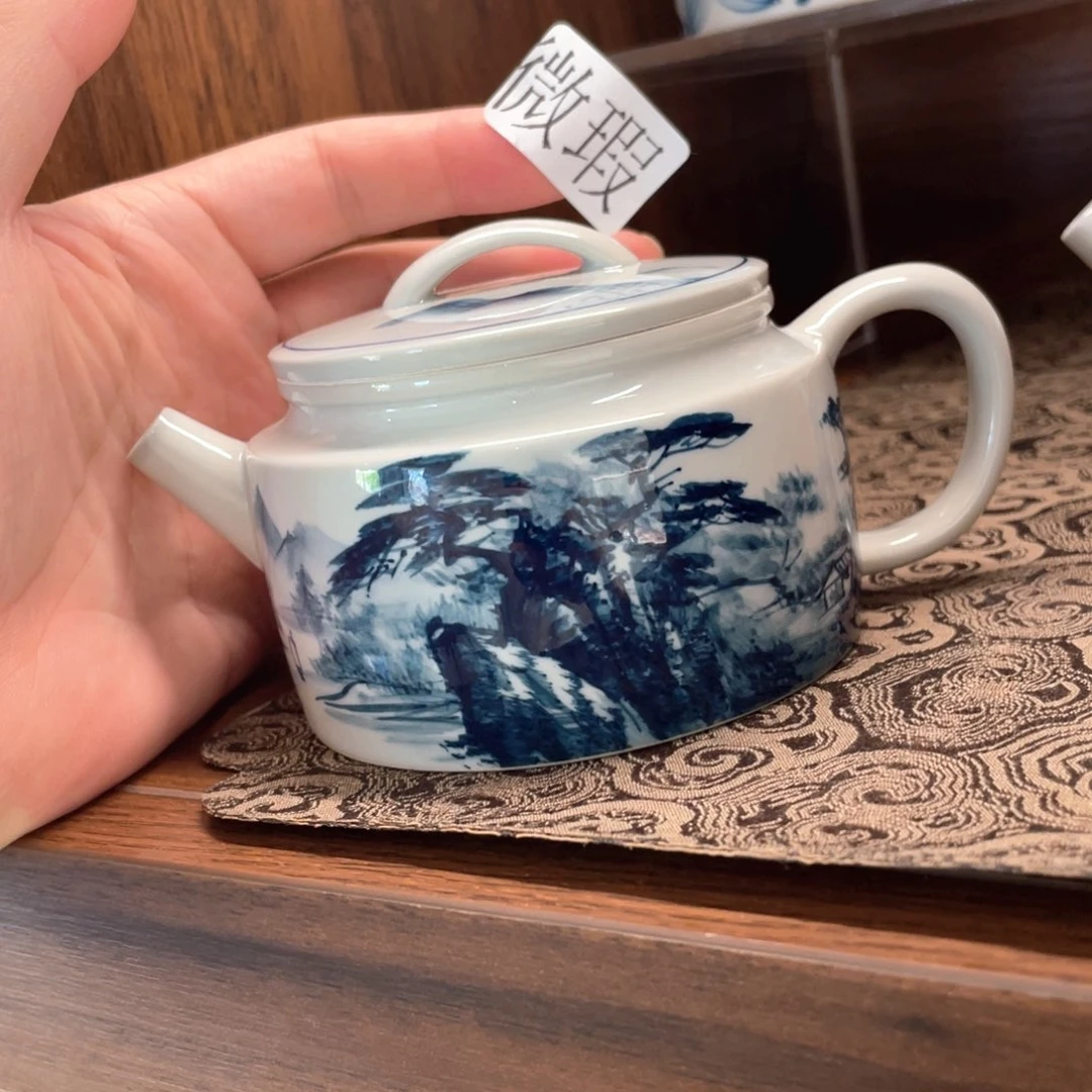 釉下手绘茶具微瑕