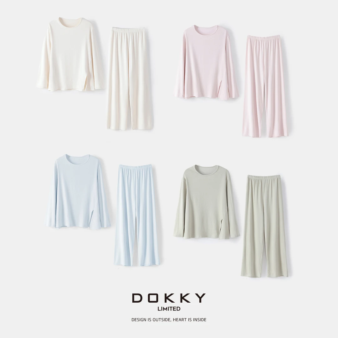 Dokky「梦色棉花糖」定纺超柔亲肤海藻纱.双面磨毛.懒人家居服D0134