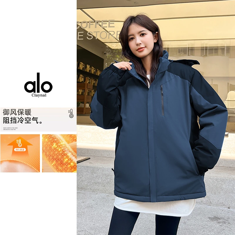 ALO CLAYNAL秋冬季款宽松百搭休闲棉服潮流撞色连帽开衫长袖棉服