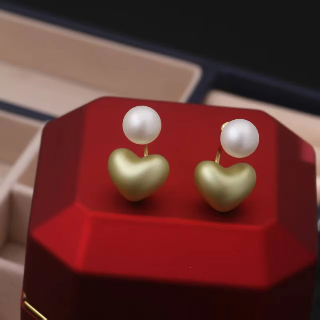 铜合金耳饰 《货号9139》爱心双戴耳环