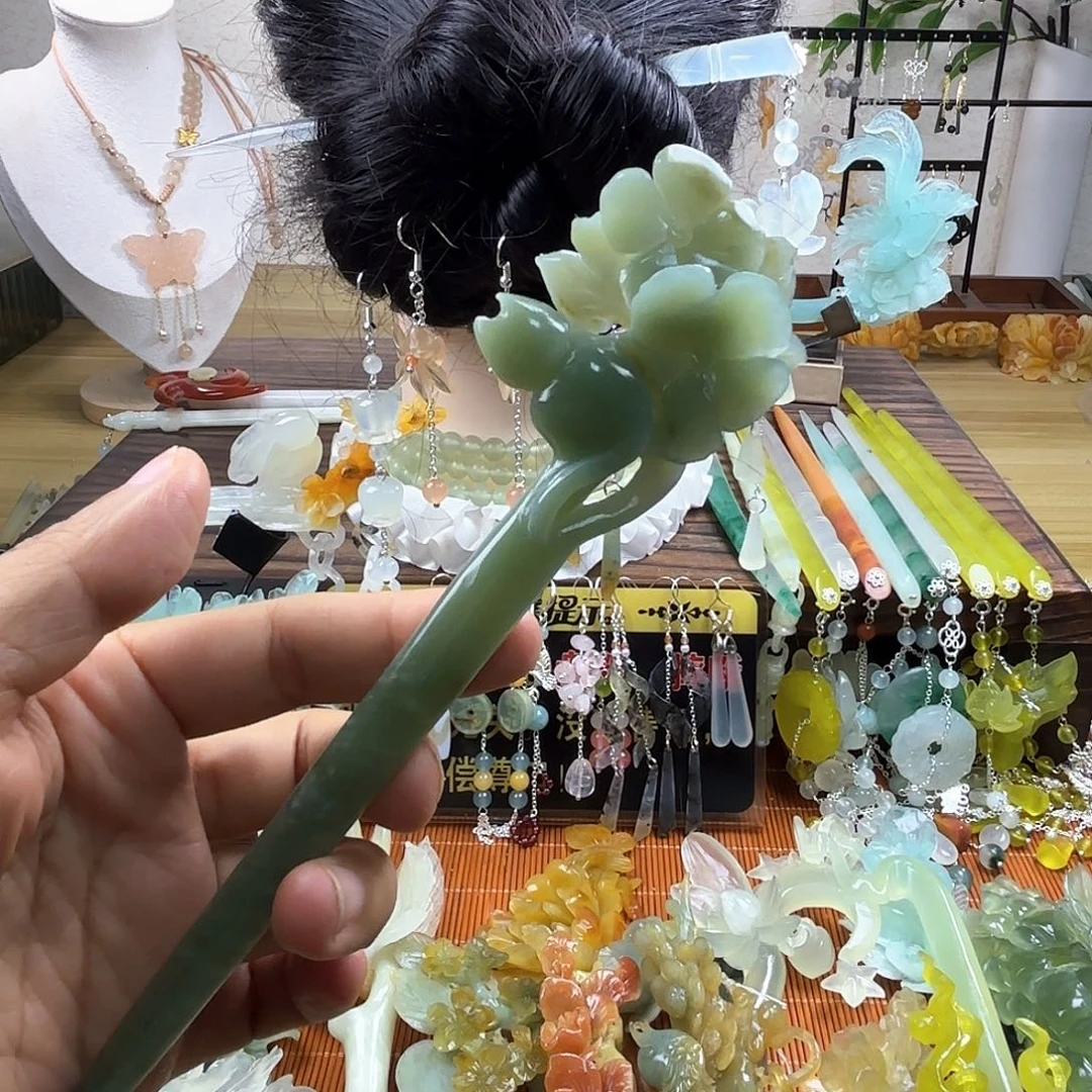 蛇纹石玉合金发饰