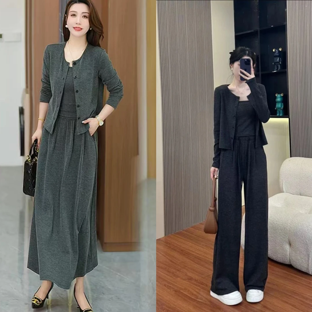 2025早秋新款时尚三件套裙子 裤子套装