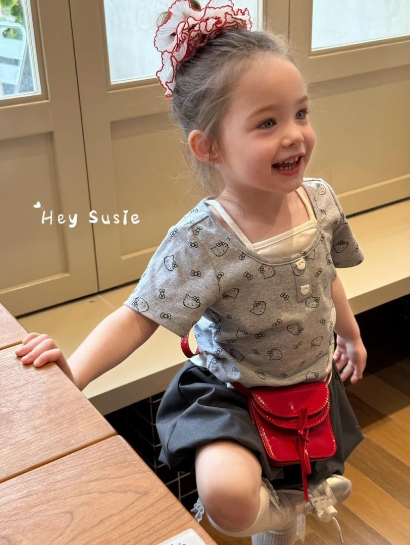 Susie2025夏假两件kitty猫辣妹短袖6653女童甜美可爱