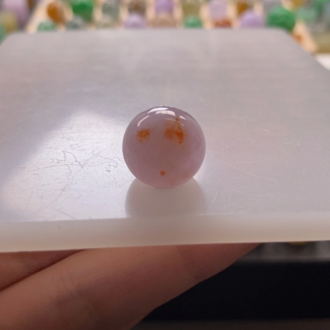 翡翠未镶嵌颈饰粉底洒金特色圆珠卡13