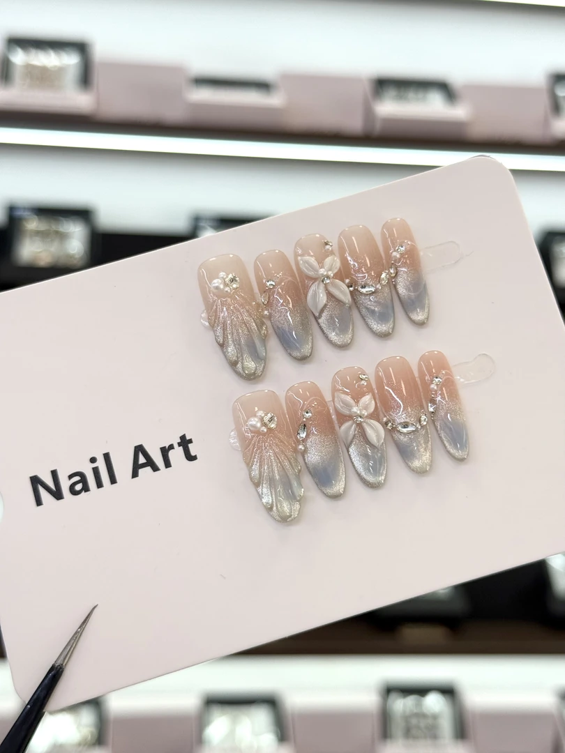 【南洋之夏】纯手工穿戴猫眼美甲显白百搭款美甲贴片