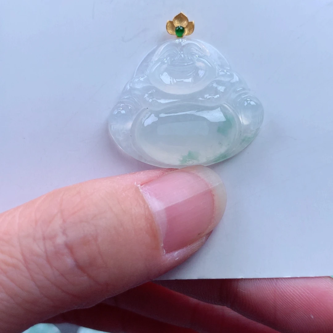 翡翠吊坠(不含链)18K金镶嵌