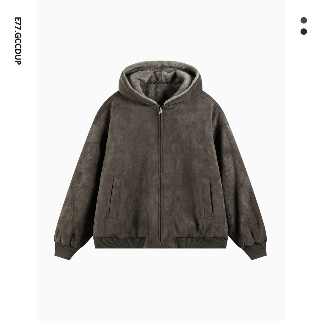 冬季上新连帽夹克重磅加厚加绒慵懒座山雕棉服外套26629