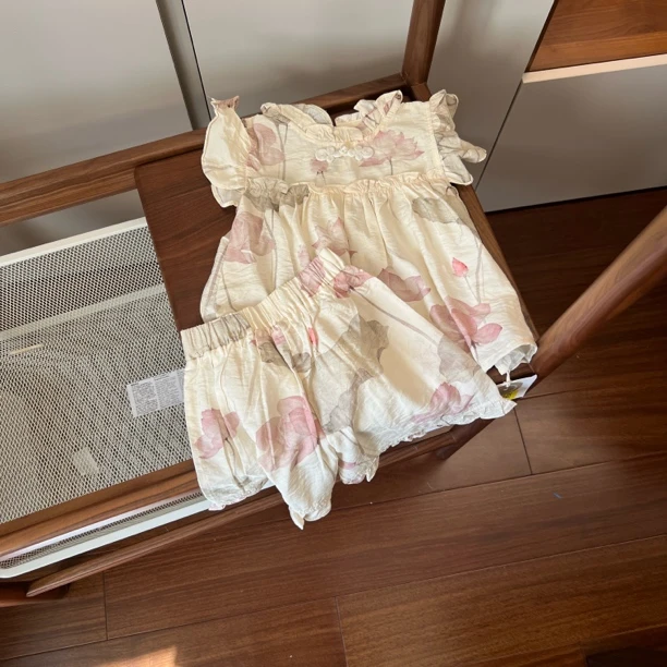 【编号S768】8860-34-儿童荷花印画套装杏色-YT