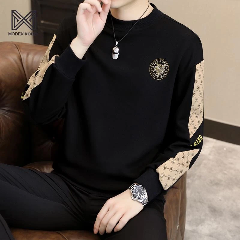 MODEK KODEK男士T恤2025秋季新款潮牌长袖T恤打底衫圆领套头上衣