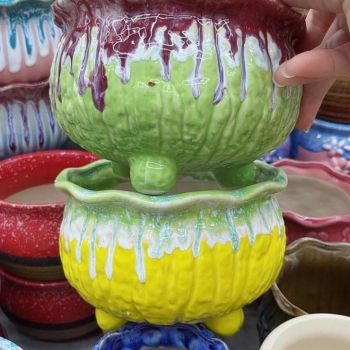 多肉绿植陶瓷花盆9.9包邮，有孔