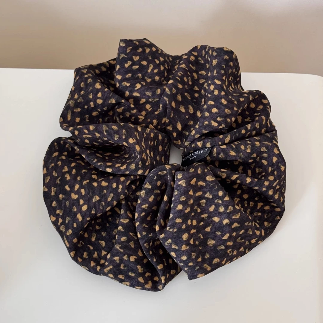 韩国东大门新品豹纹波点大肠发圈优雅气质发圈法式高级感发绳头饰