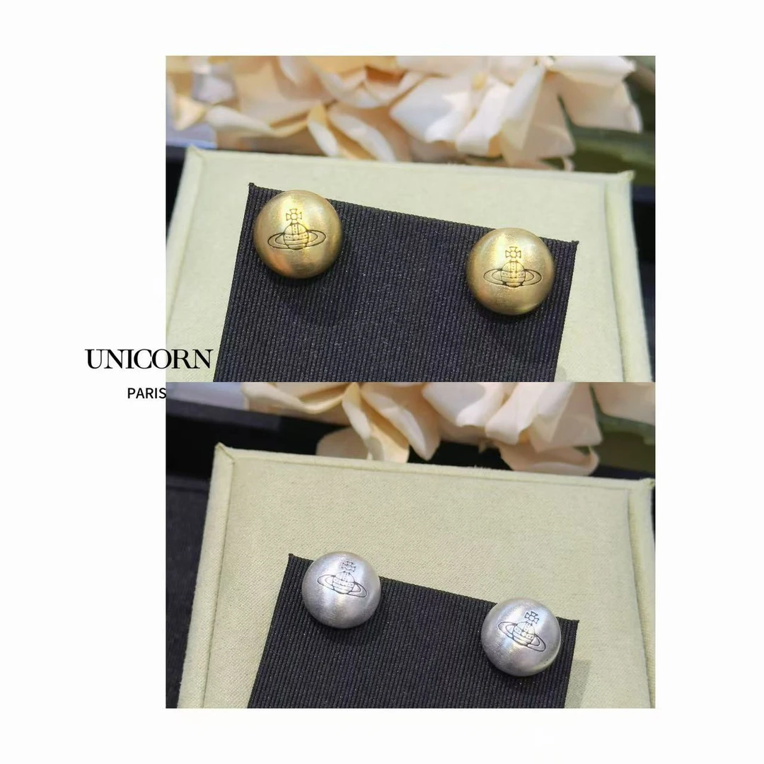 铜合金耳饰 镀K金 耳钉圆形女金色镶嵌复古素款气质 ES1604